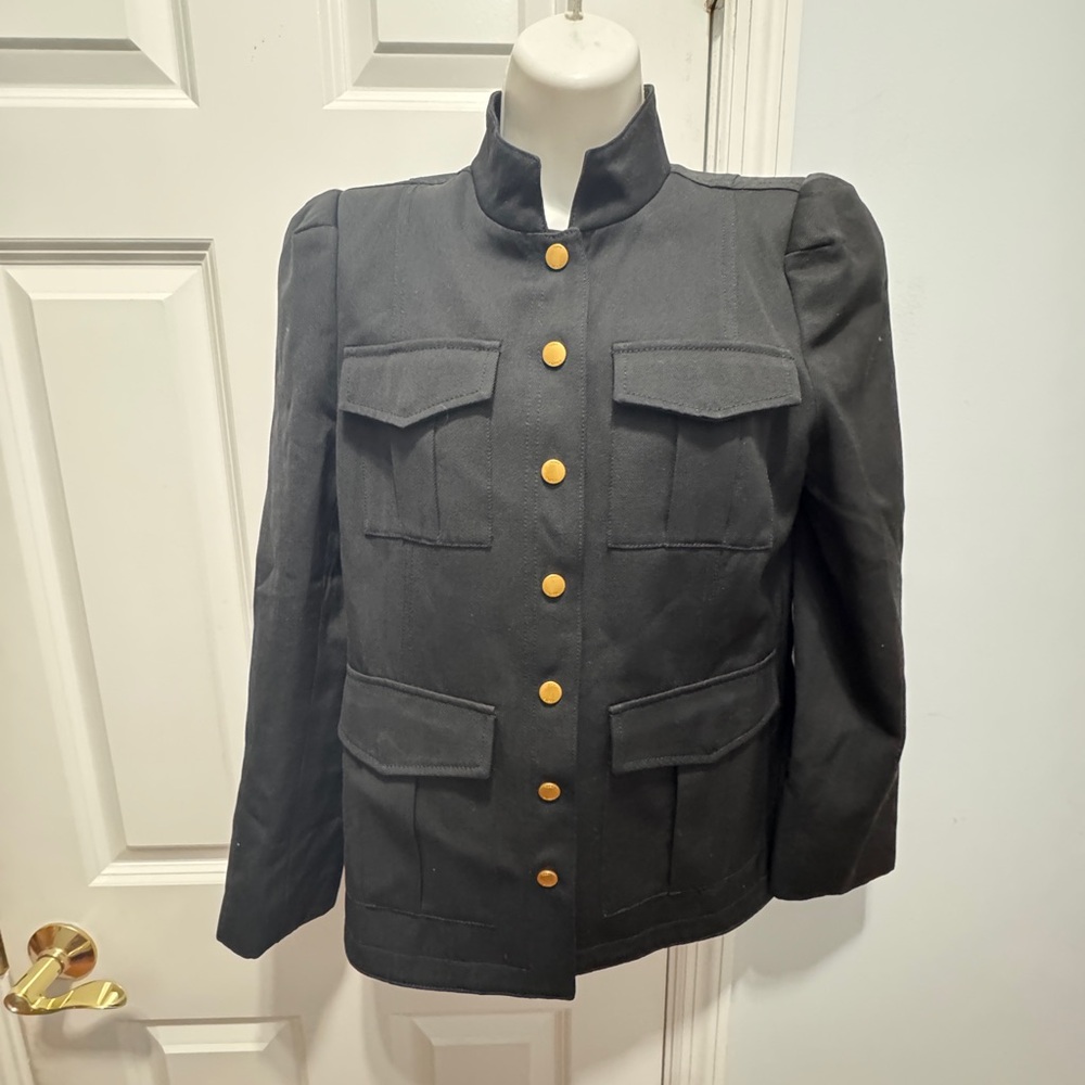 Tory Burch Sargent pepper Black and Gold Utility Jacket size 8